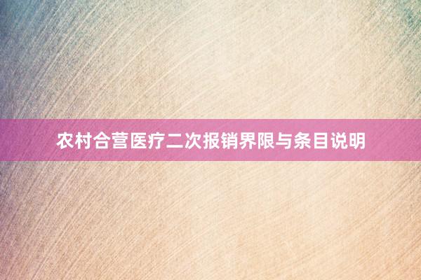 农村合营医疗二次报销界限与条目说明